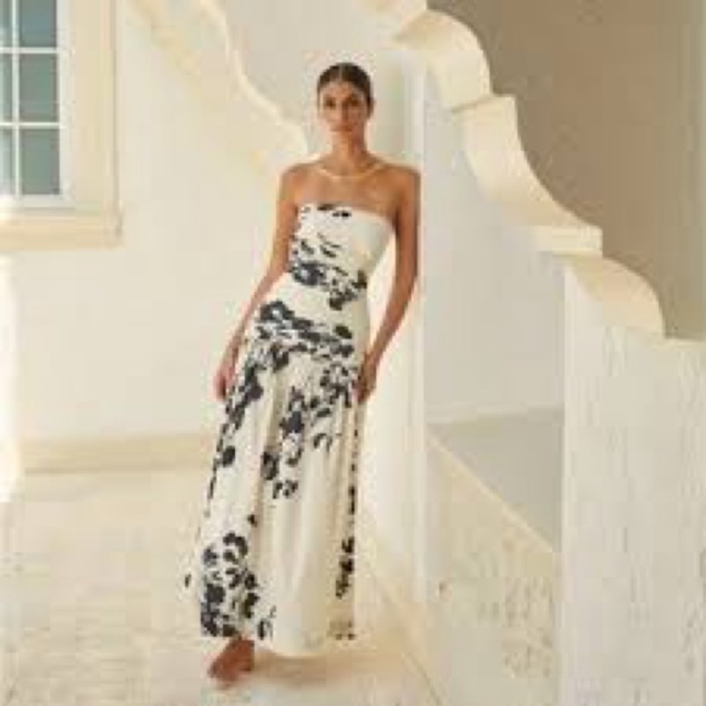 Carolina K Malla Floral Cotton Strapless Dress